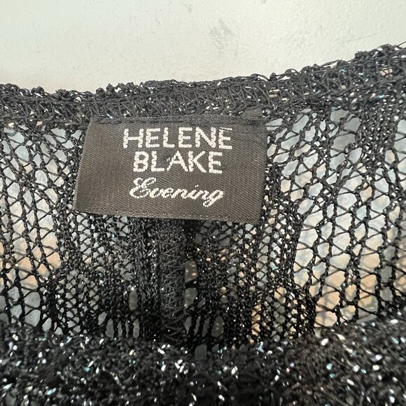 Women’s Large Black Navy Glitter Crochet Mesh Crop Top Short Sleeve Shirt - Picture 9 of 10